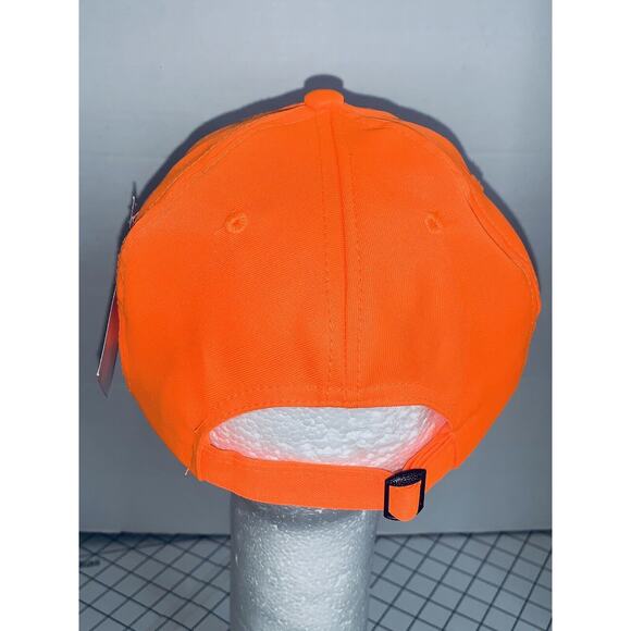 ACA Deer Hunt Blaze Orange Cap Hat Strap Back Black Curve Brim Waxed Canvas nwt - Picture 2 of 9